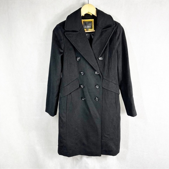 Sam Edelman Wool Blend Double Breasted Black Coat Jacket size 2 - Picture 1 of 7